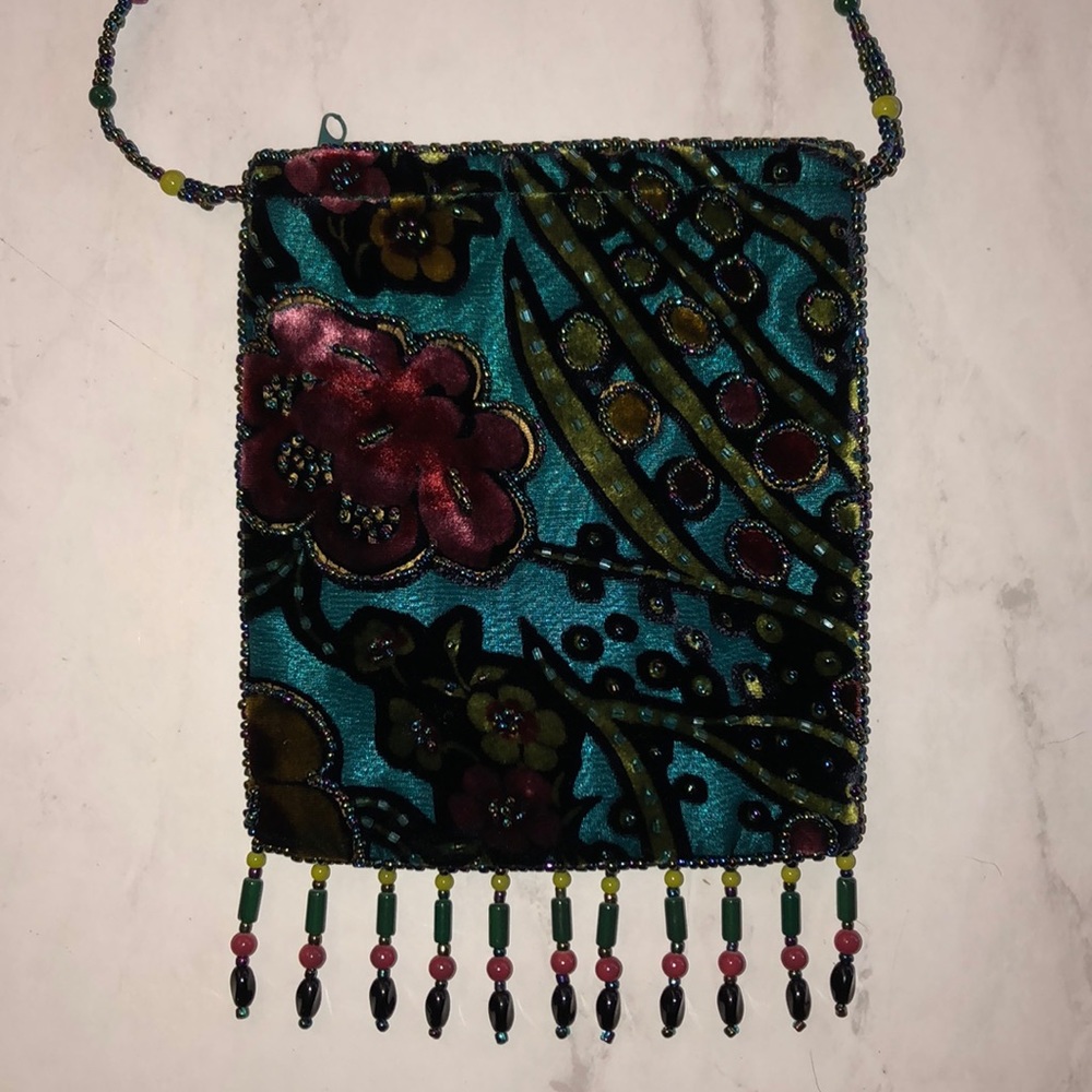 Beaded velvet satchel